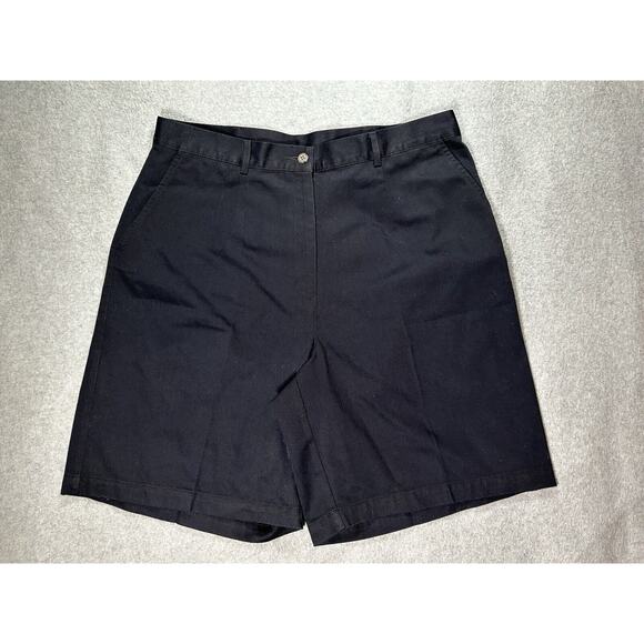 LL Bean Chino Shorts Womens Size 16 W34 Wrinkle Resistant Navy Blue Golf - Picture 1 of 8